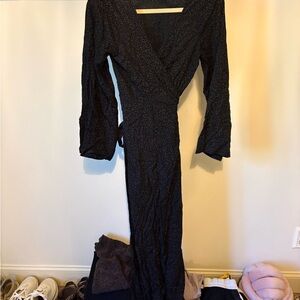 O'Neill Black/Brown polka dots Wrap Maxi Dress